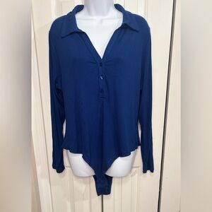 Violet & Roses Navy Blue Ribbed Bodysuit | Size 2X | NWT